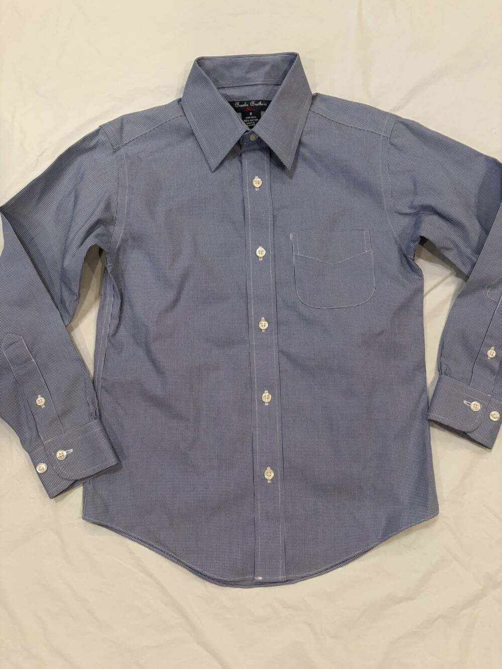 Brooks Brothers Shirt Boy's Size 8 Navy/White Plaid Long Sleeve Button Up - Picture 2 of 6
